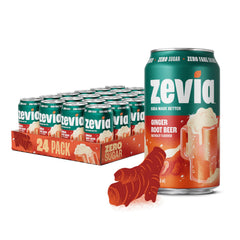 Zevia Ginger Root Beer can shows zero sugar option for guilt-free sipping.