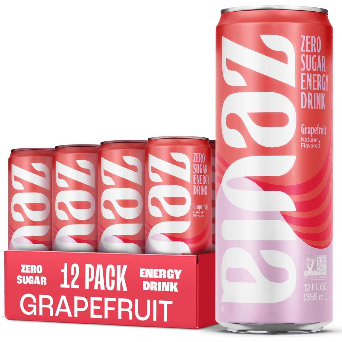 Zevia Grapefruit Energy can front view highlighting zero sugar and crisp citrus