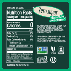 Zevia Green Tea 12-pack display, convenient zero sugar option.