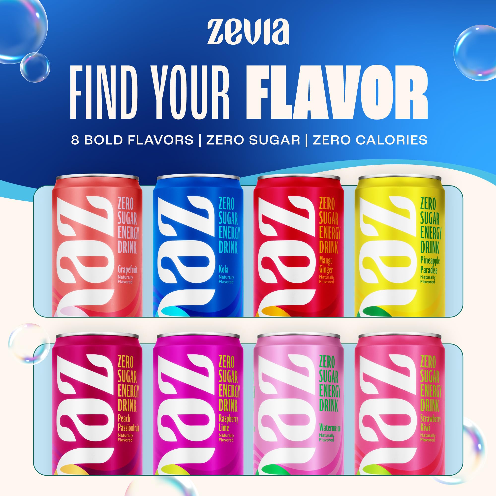 Zevia Kola Energy label closeup shows no added colors.