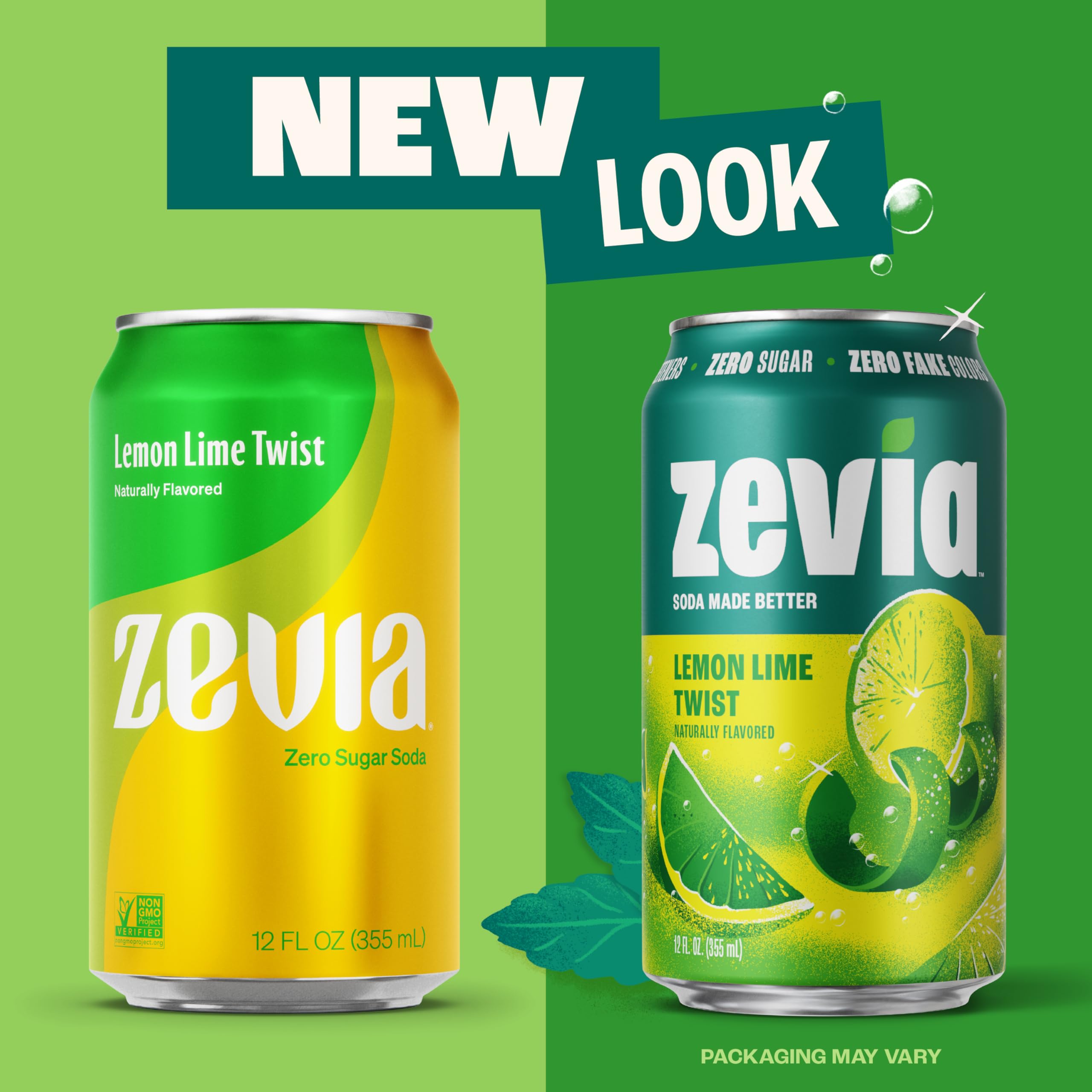 Zevia Lemon Lime Twist label notes zero sugar and no artificial sweeteners.