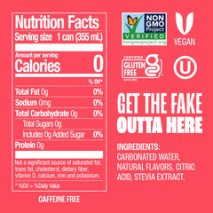 Zevia Strawberries and Cream can side, clear label shows clean ingredients.