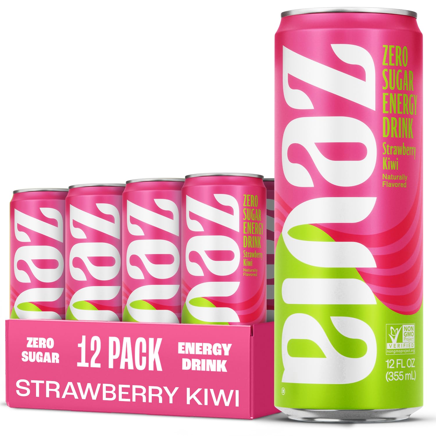 Zevia Strawberry Kiwi energy can with natural caffeine and zero sugar.