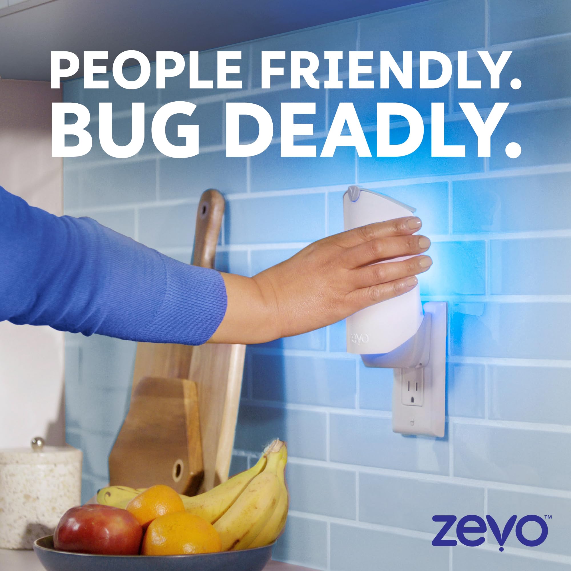 ZEVO enclosed-patio placement targets pests near houseplants.