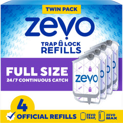 Zevo official refill trap front view shows compatibility with Zevo Trap and MAX devices.
