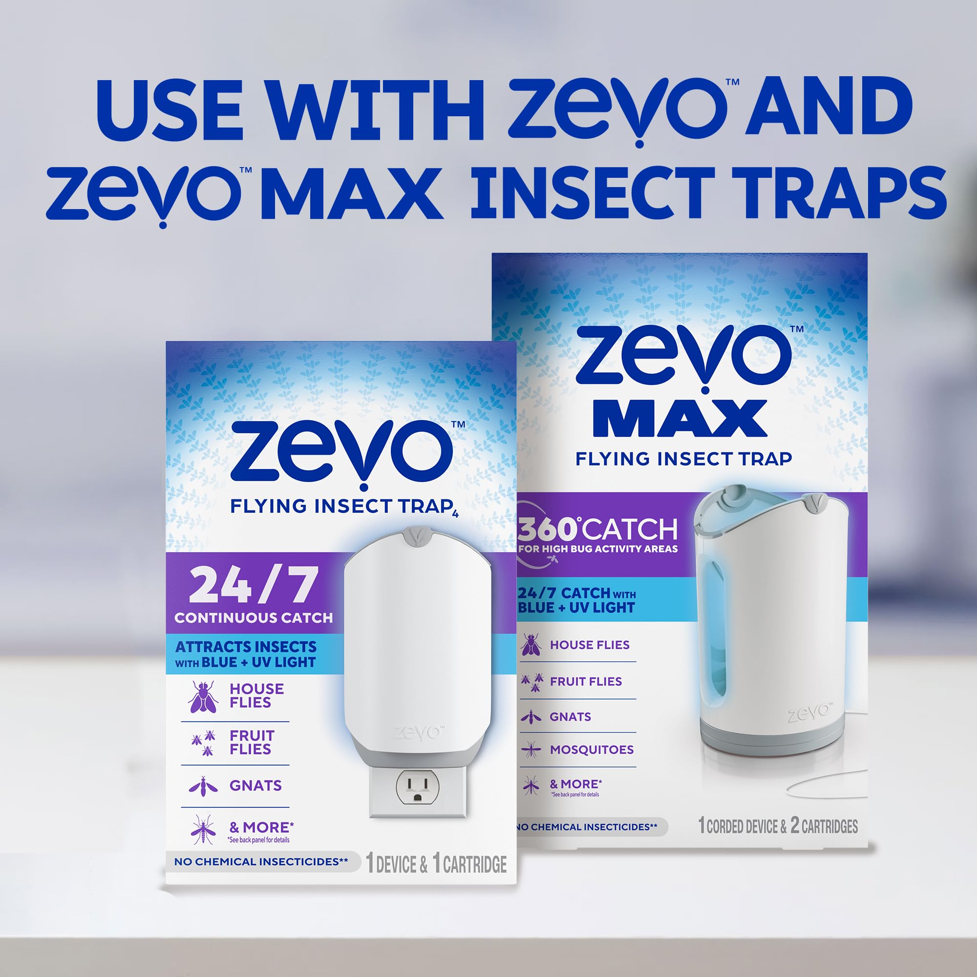 Zevo kitchen-use glow demonstrates continuous pest capture potential in dining areas.