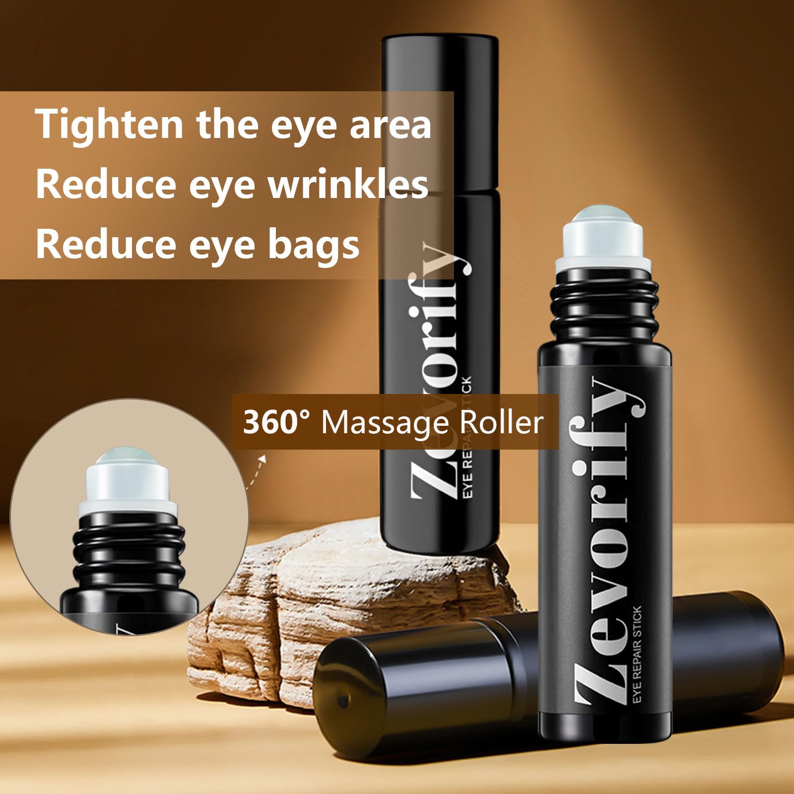 Zevorify Eye Repair Stick built-in roller delivers a quick cooling massage for the under-eye skin.