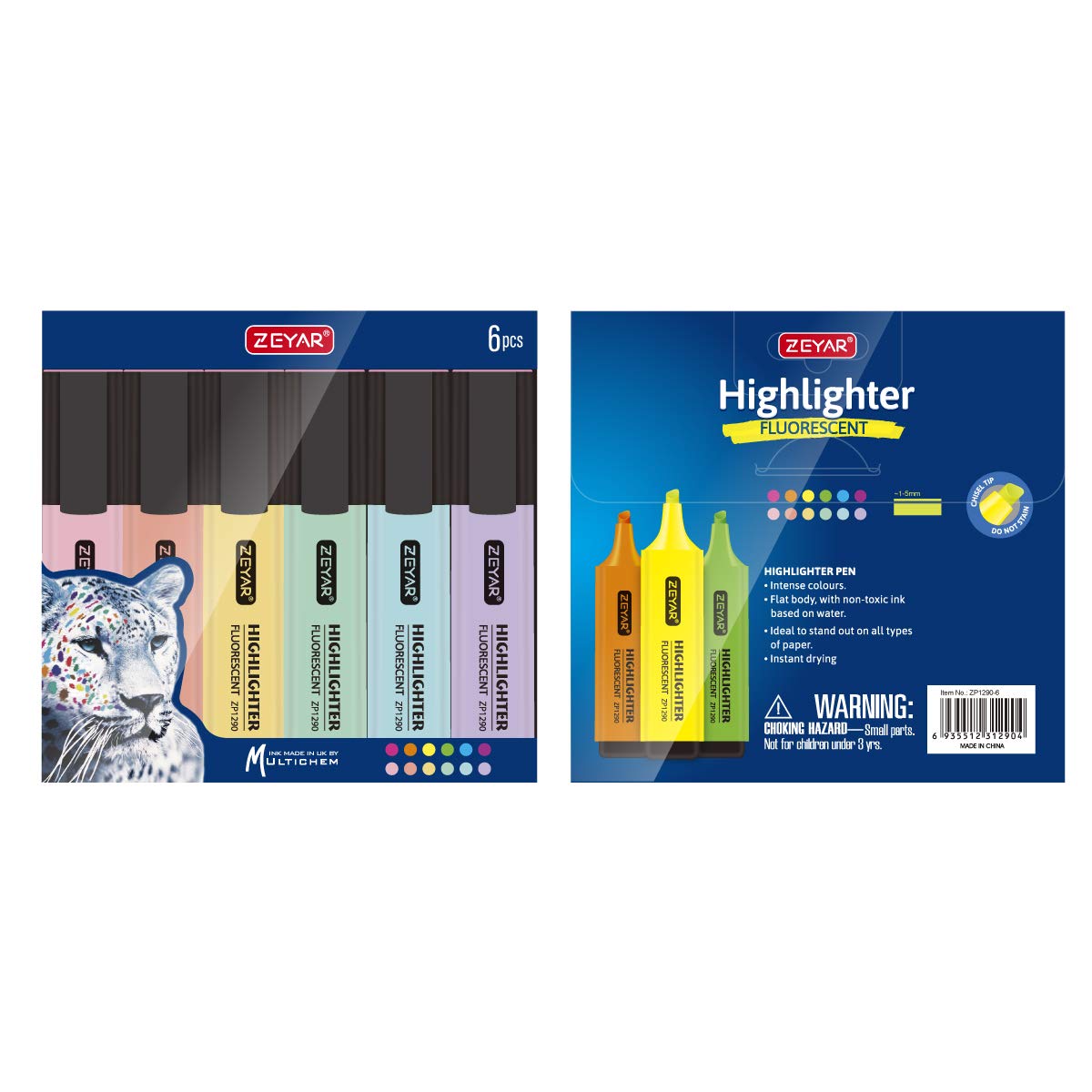 ZEYAR Highlighter chisel tip creates precise lines from 1mm to 4mm.