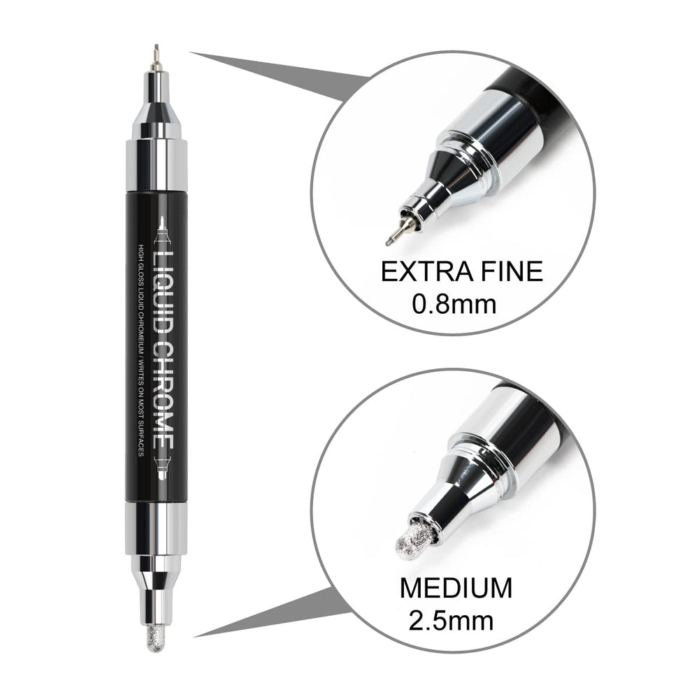 ZEYAR Liquid Chrome Marker tip on metal surface delivers long-lasting silver shine