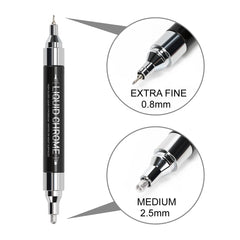 ZEYAR Liquid Chrome Marker tip on metal surface delivers long-lasting silver shine