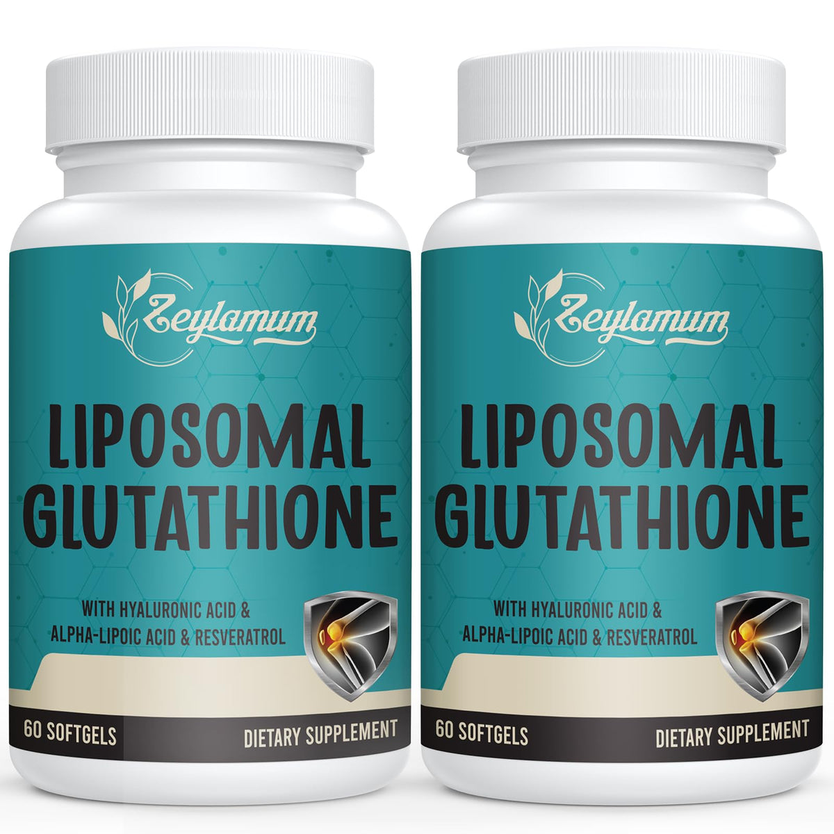 Zeylamum 2400mg liposomal glutathione softgels bottle showing high absorption formulation