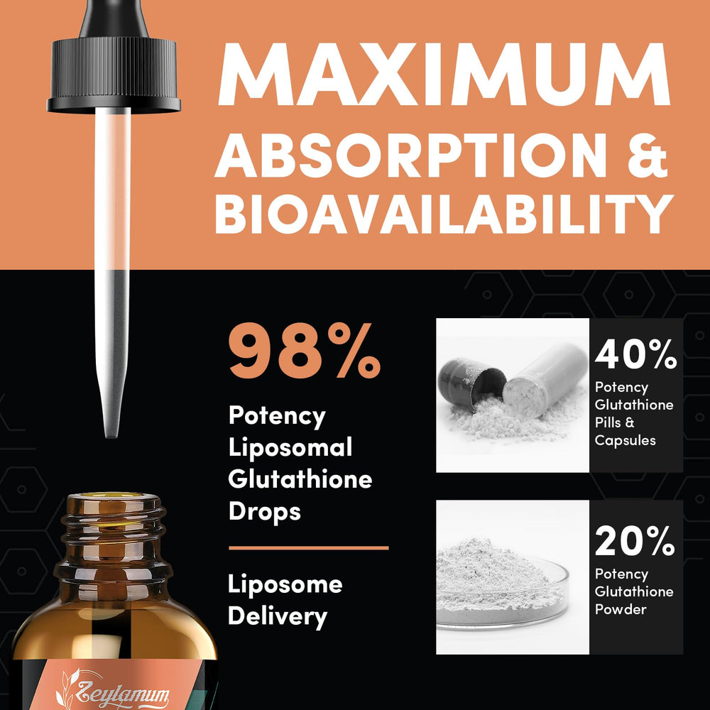 Zeylamum glutathione liquid label close-up with brand and ingredients.