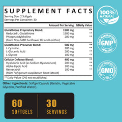 Zeylamum Glutathione softgels bottle side showing easy to swallow format