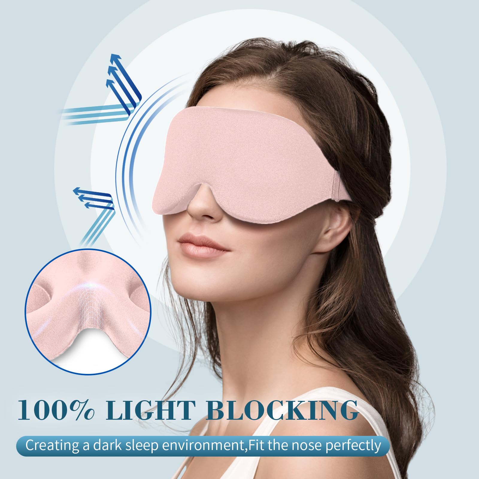 ZGGCD Sleep Mask nose-area design blocks light for full darkness