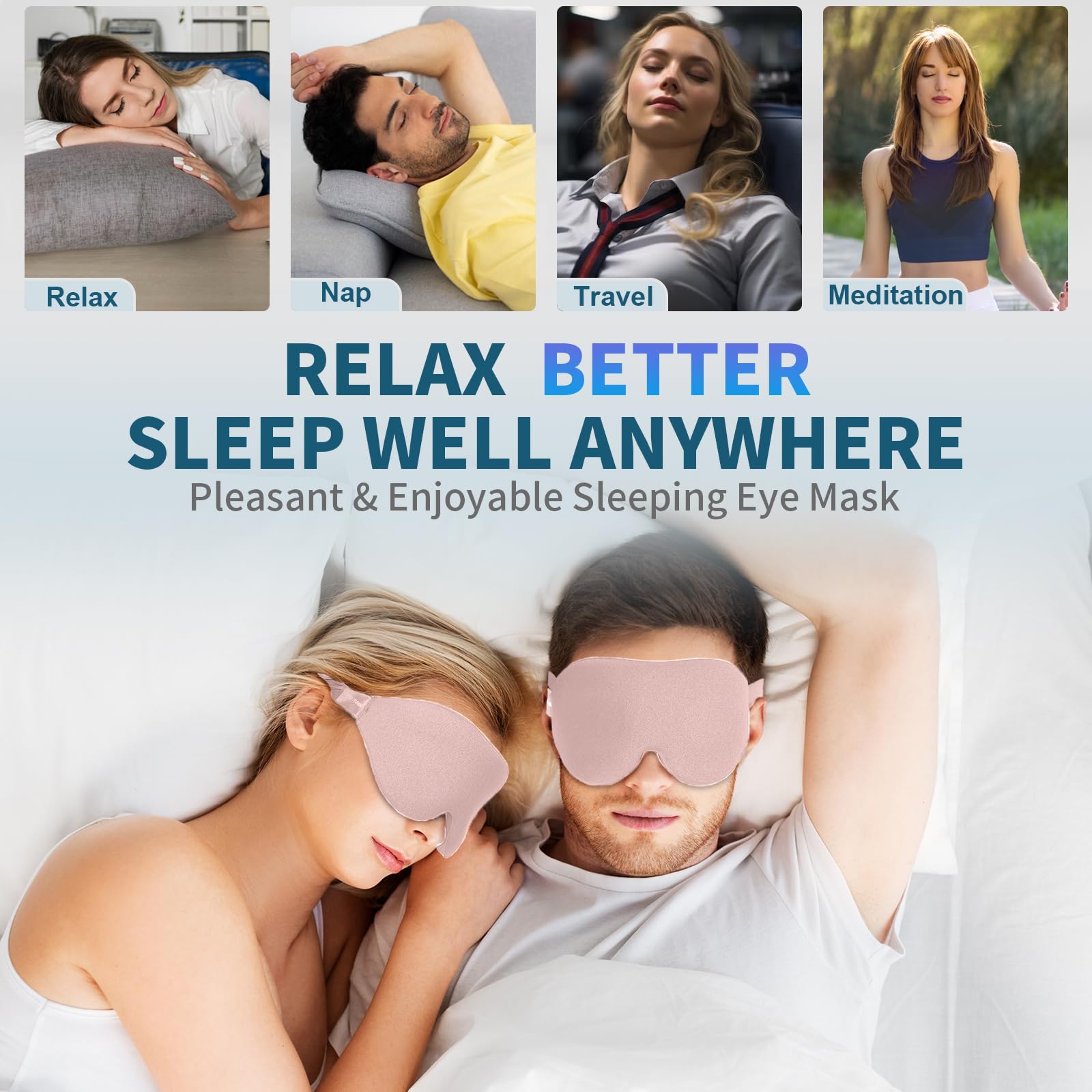 ZGGCD Sleep Mask 15-degree tilt reduces temple pressure