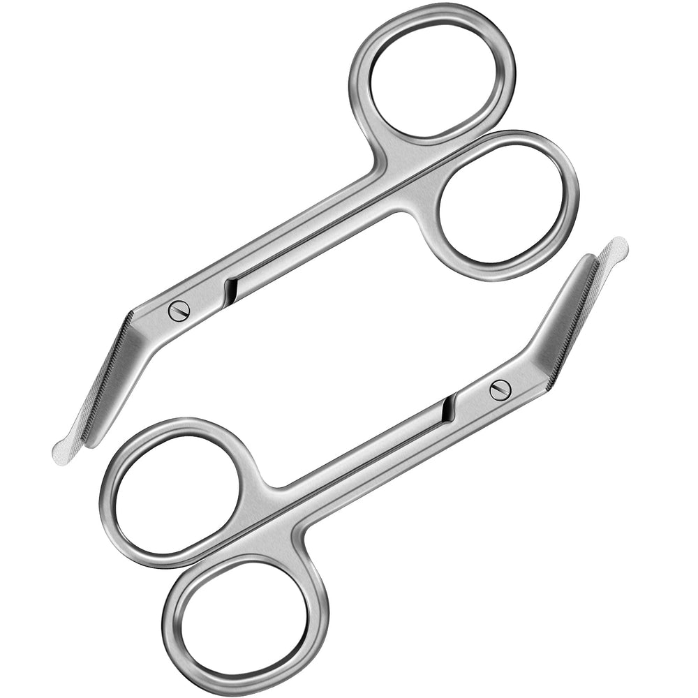 Zhehao ostomy scissors with curved blade for precise dressing cuts in tight spaces.