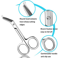 Zhehao surgical scissors with angled blades for easier cuts on bandages and gauze.
