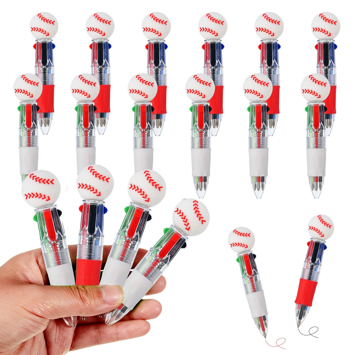 Zhirlyn baseball pens 4in1 12-pack with bold colors for notes and party favors