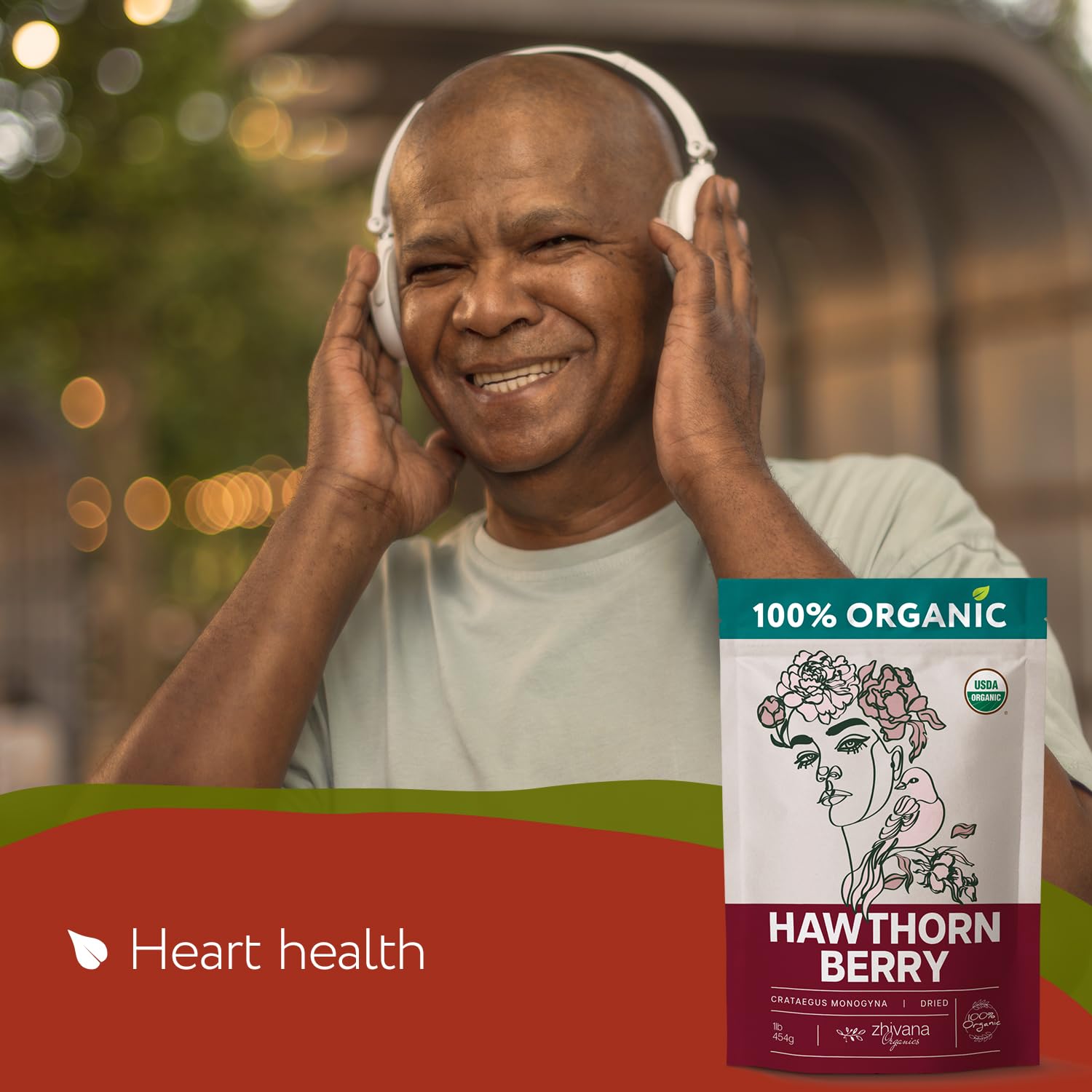 A person enjoying Zhivana Organics Hawthorn Tea for unwind.