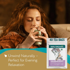 Zhivana Organics valerian tea cup with steam evokes restful sleep potential.