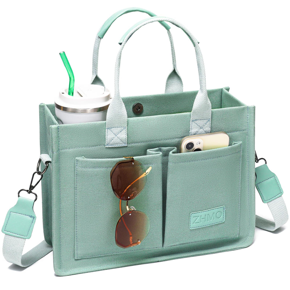 ZHMO canvas tote with laptop compartment keeps 14-inch device safe and organized.