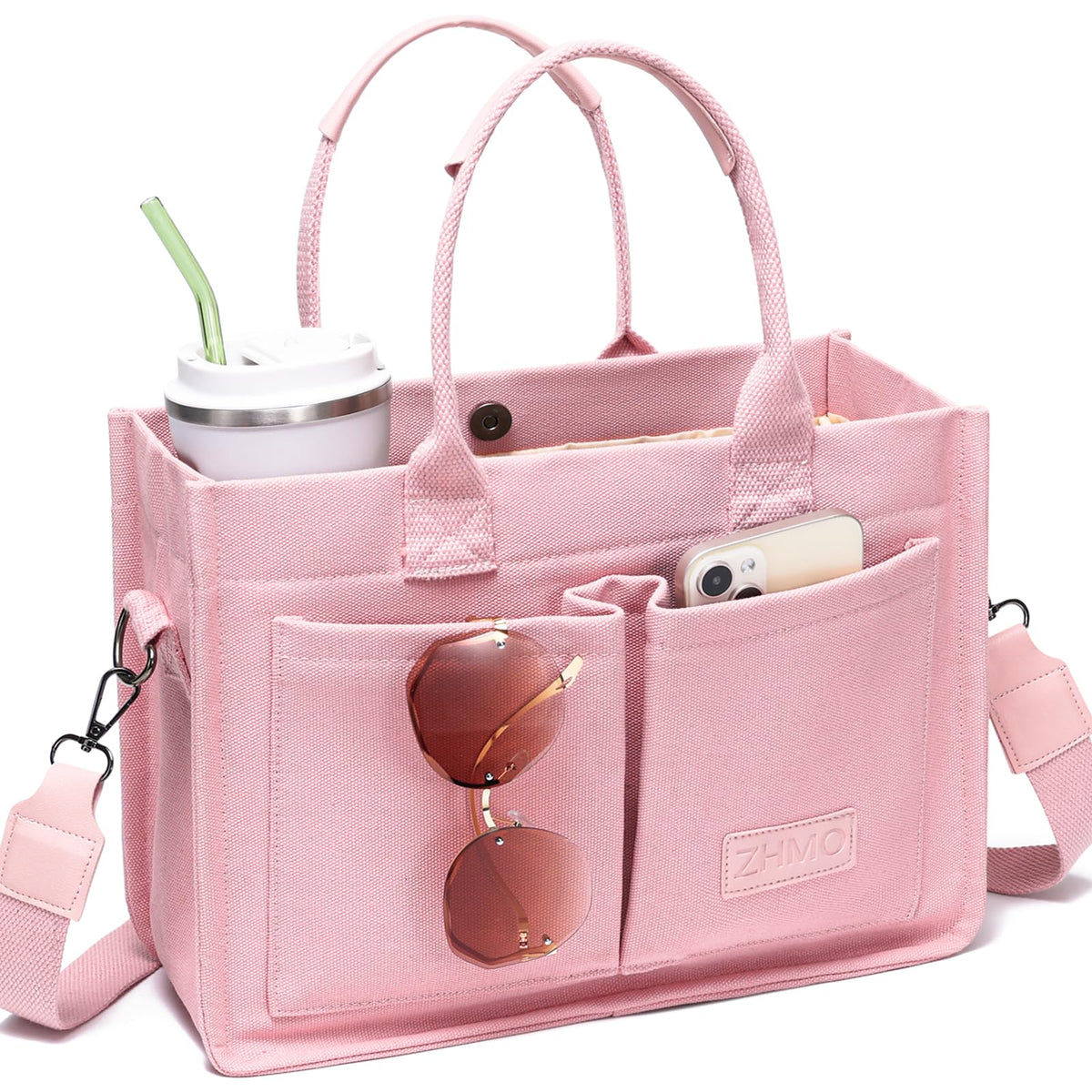 ZHMO canvas tote with padded laptop compartment keeps your 14 inch device organized