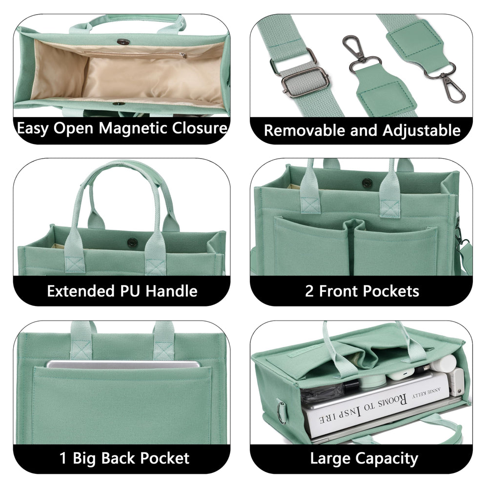 ZHMO tote's spacious main compartment fits books, cosmetics, and essentials.