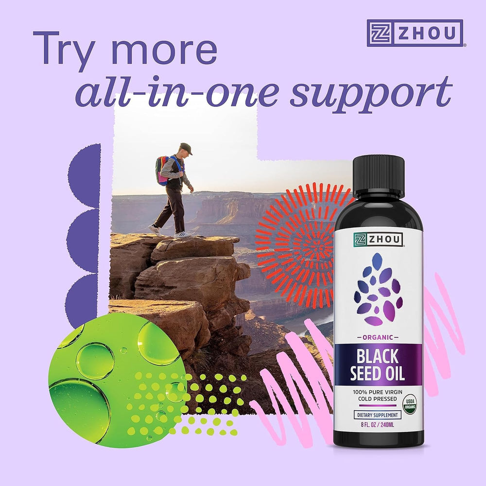 ZHOU Black Seed Oil Capsules daily-use bottle ideal for morning routines.