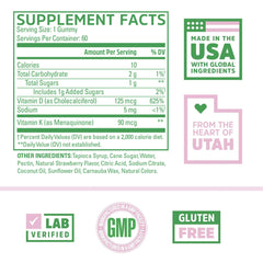 Close-up of Zhou D3+K2 gummies showing soft texture and daily supplement use.