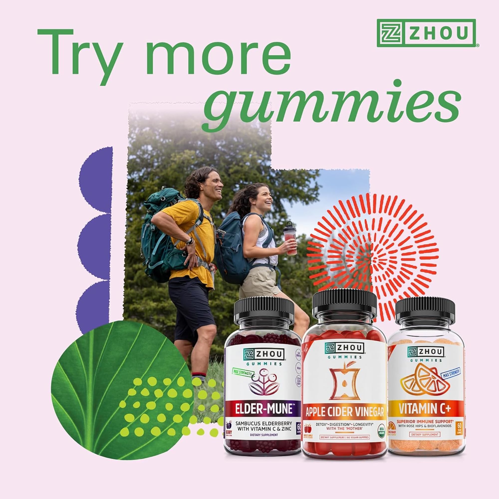 Gummies arranged for daily use in a wellness routine with Zhou D3+K2.