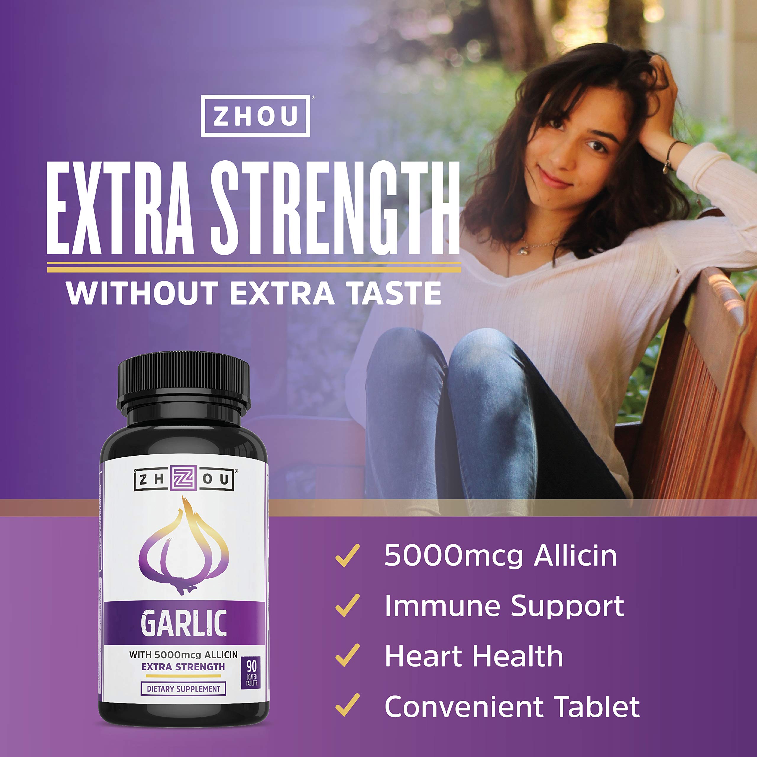 ZHOU Garlic with Allicin odorless capsules offer convenient daily use.