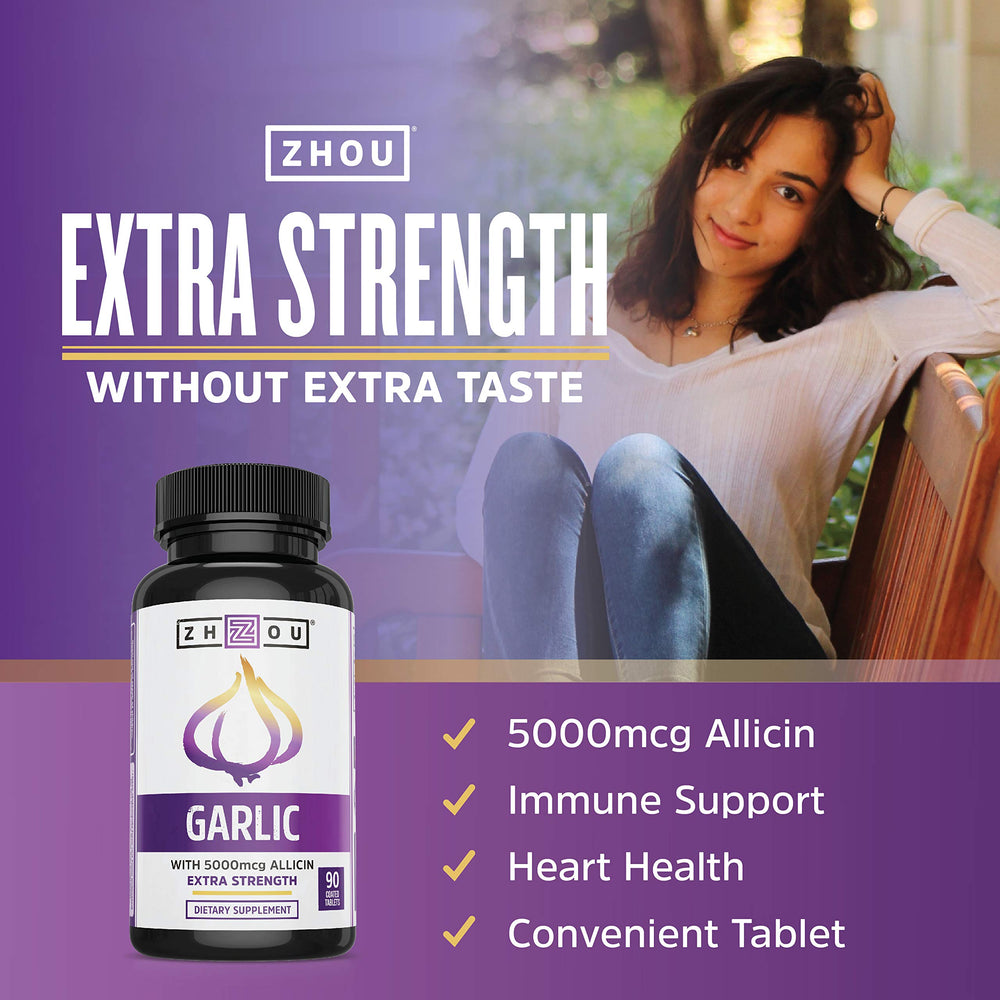 ZHOU Garlic with Allicin odorless capsules offer convenient daily use.