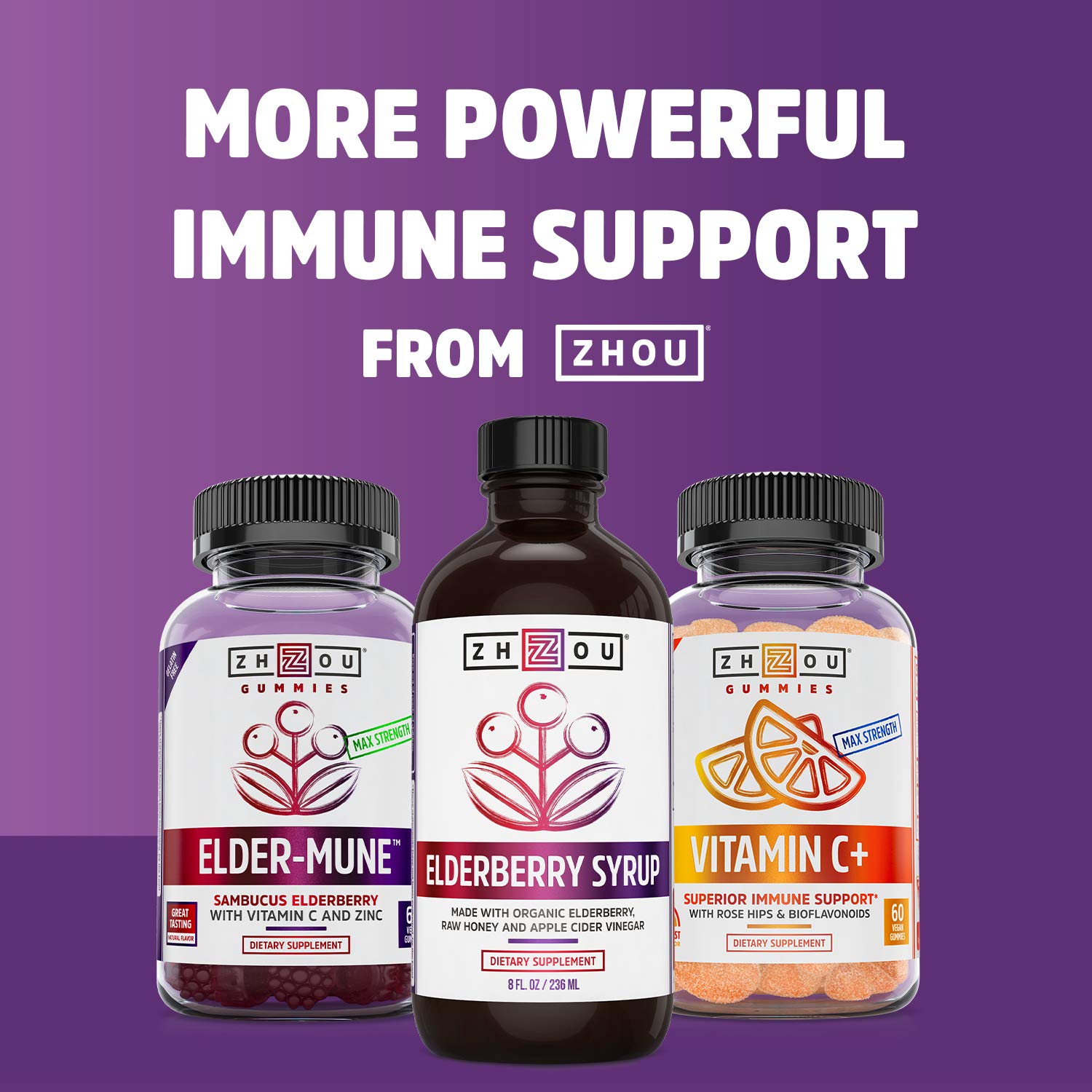 ZHOU Garlic with Allicin packaging front emphasizes clean, vegan formula.