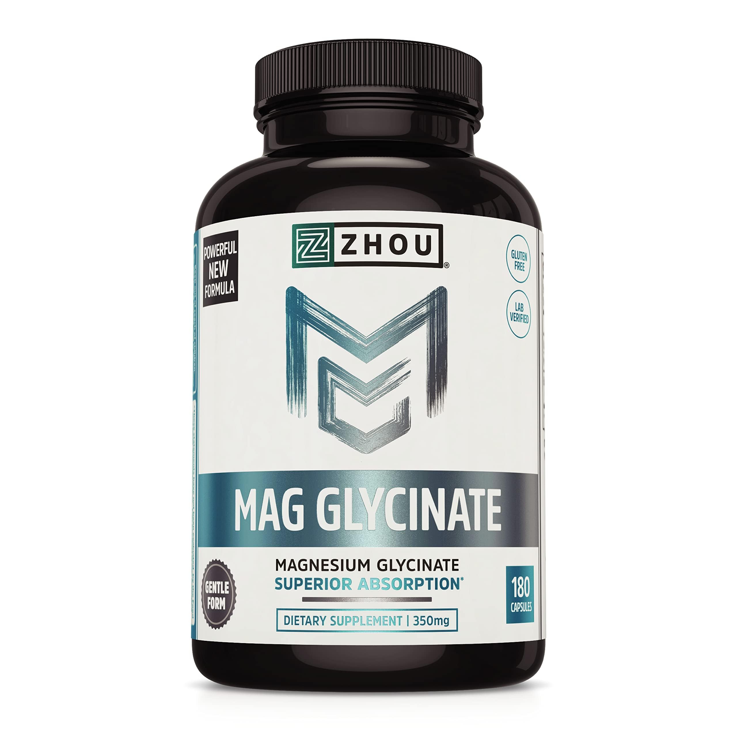 ZHOU Magnesium Glycinate bottle front for restful sleep support