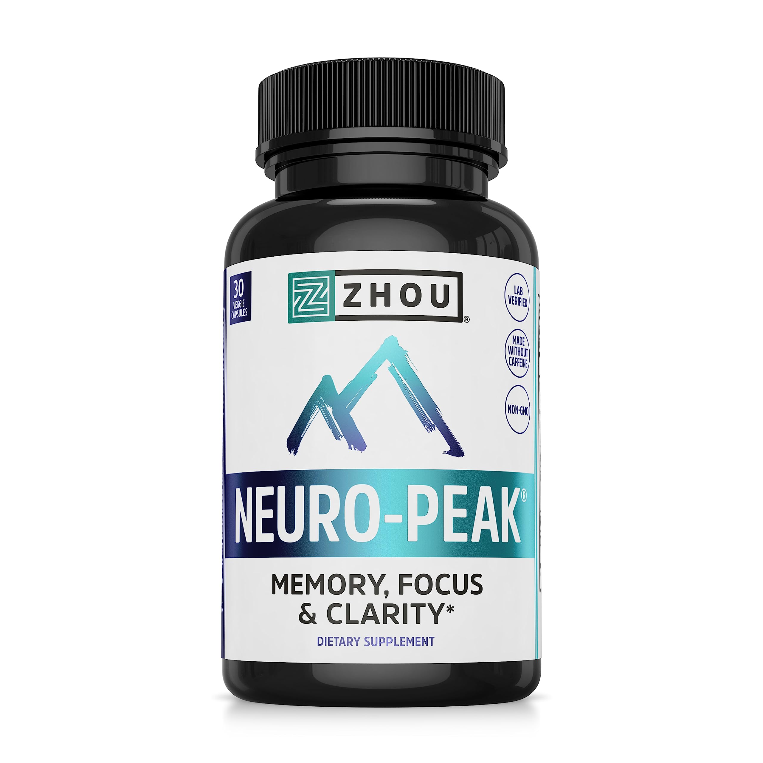 ZHOU Neuro-Peak bottle-front shows the product designed for focus and daily use.