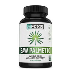 Zhou Saw Palmetto 500mg bottle front for daily supplement use.