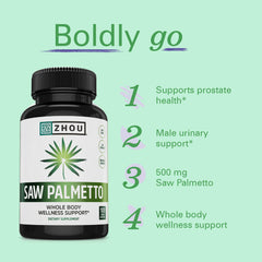 Zhou Saw Palmetto bottle pour showing easy daily intake.