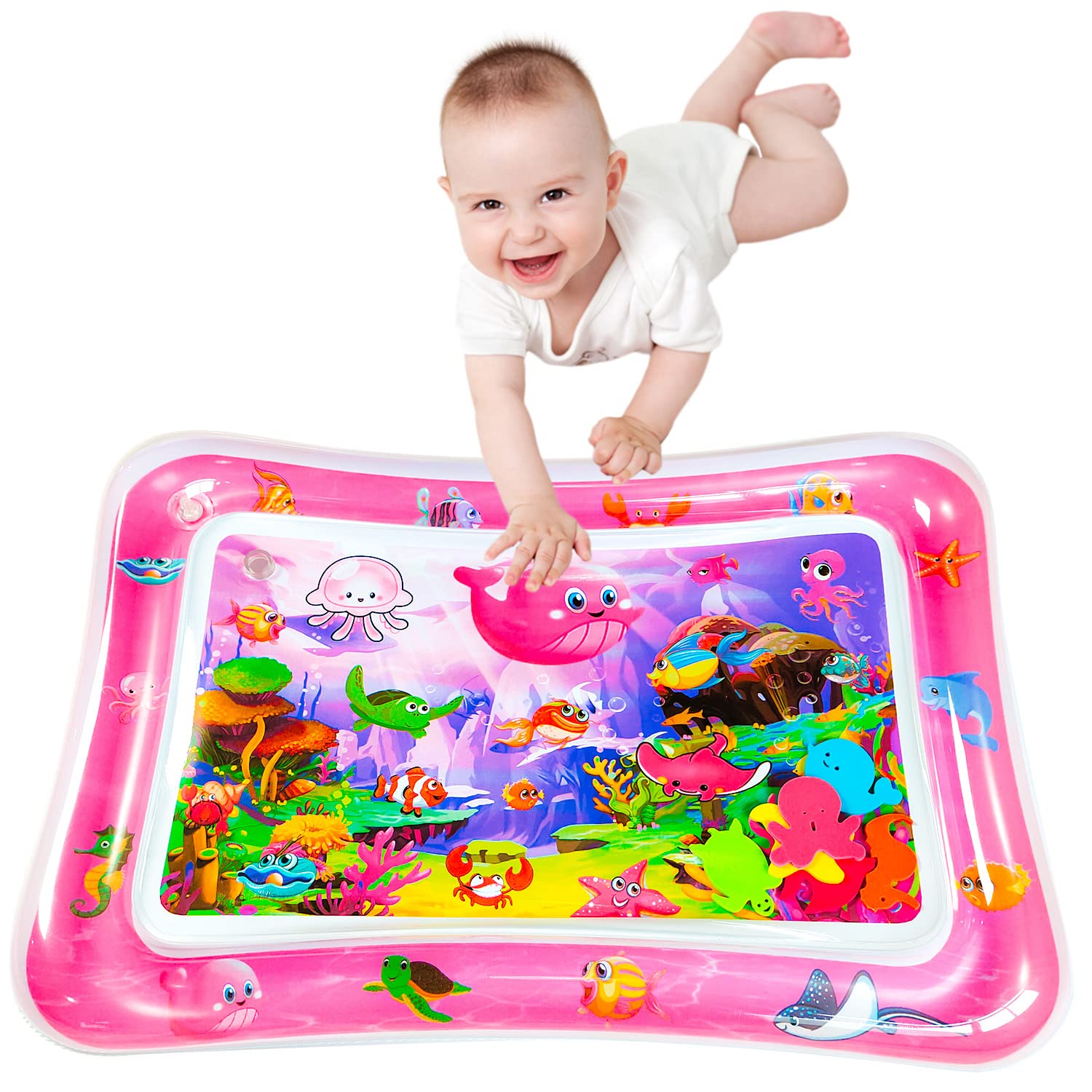 ZHUYNXIR tummy time mat helps strengthen arms and legs during play.