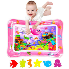 ZHUYNXIR tummy time water play mat in pink, soft and safe for baby's tummy sessions.