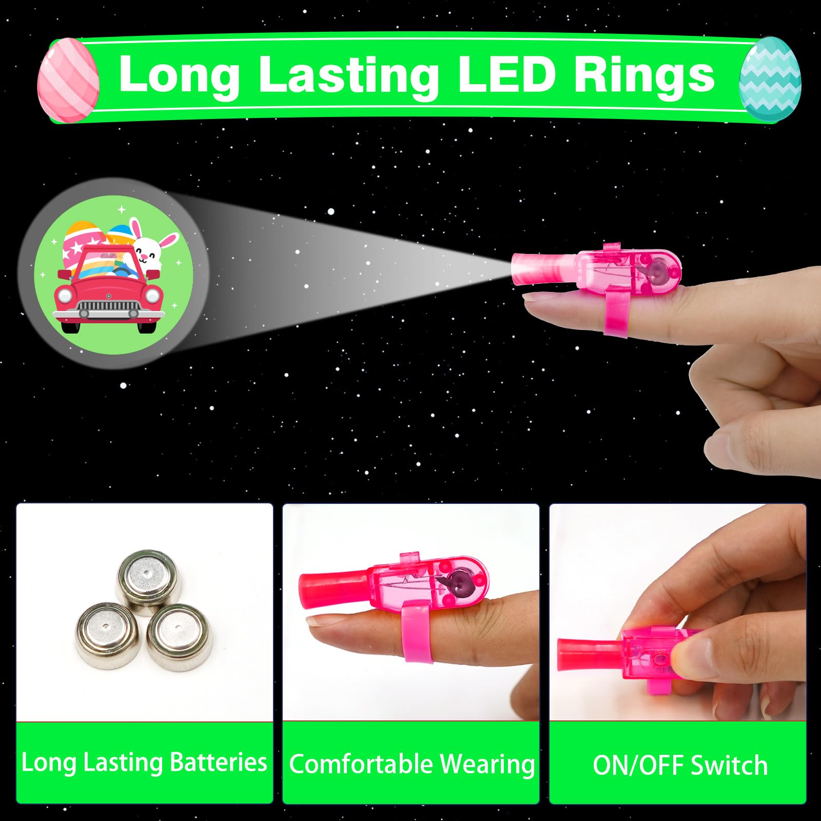 ZICZLI projector pattern on finger light adds magical Easter glow.