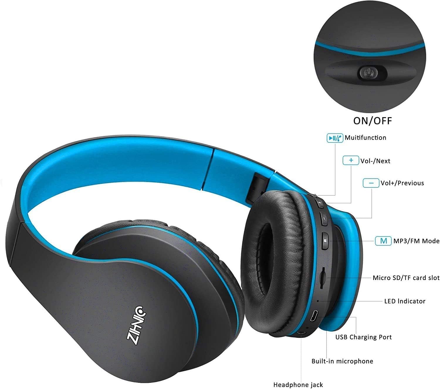 ZIHNIC long battery life for hours of wireless music.