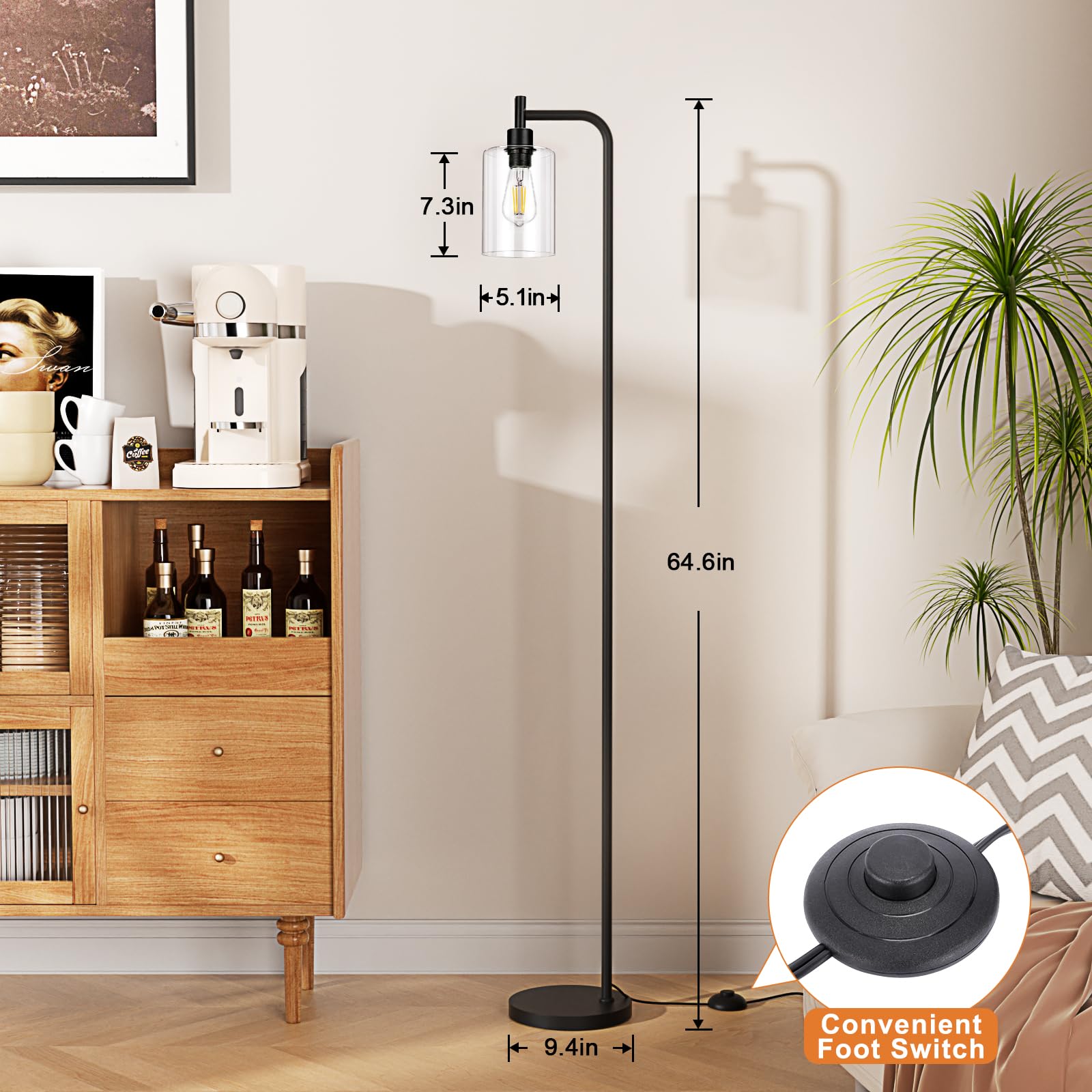 Ziisee rust-resistant metal body pairs with a clear glass shade