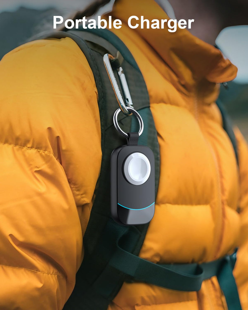 Zikker charger attached to a keychain ready for travel.