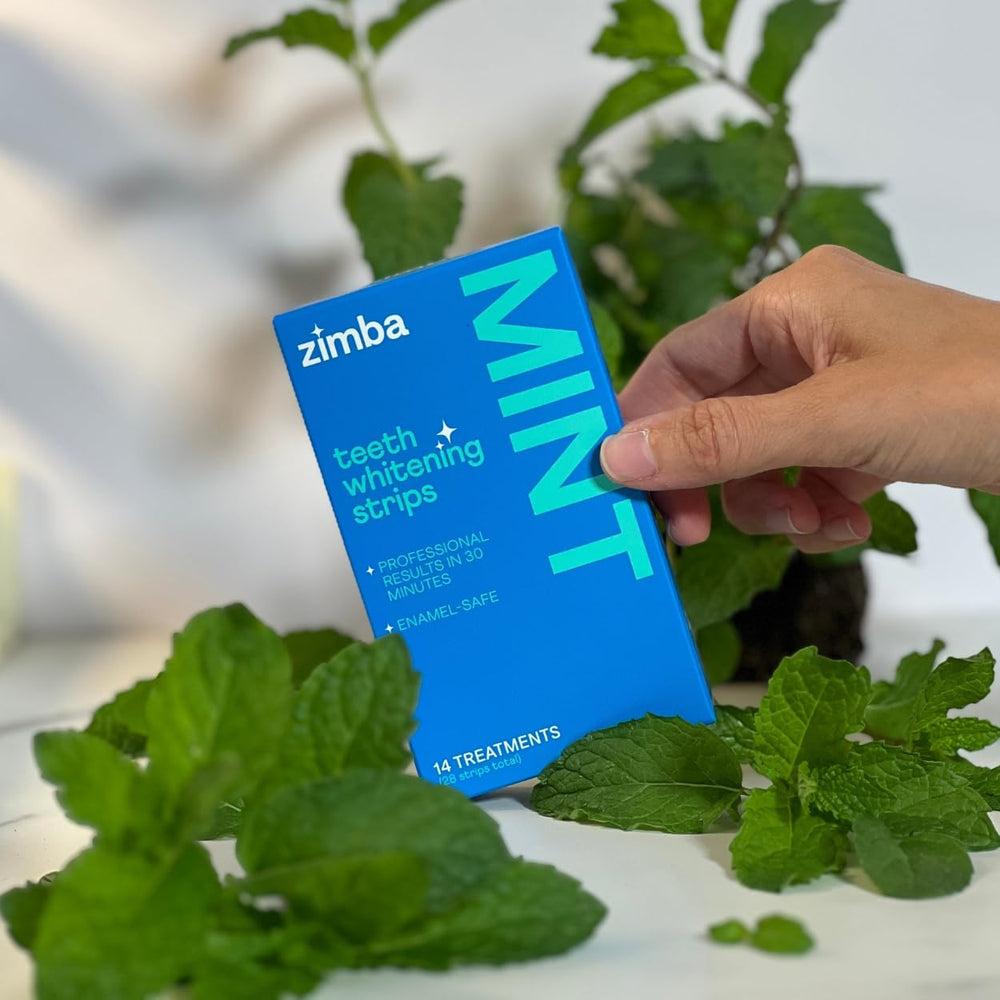 Before and after Zimba whitening showing a noticeably brighter smile