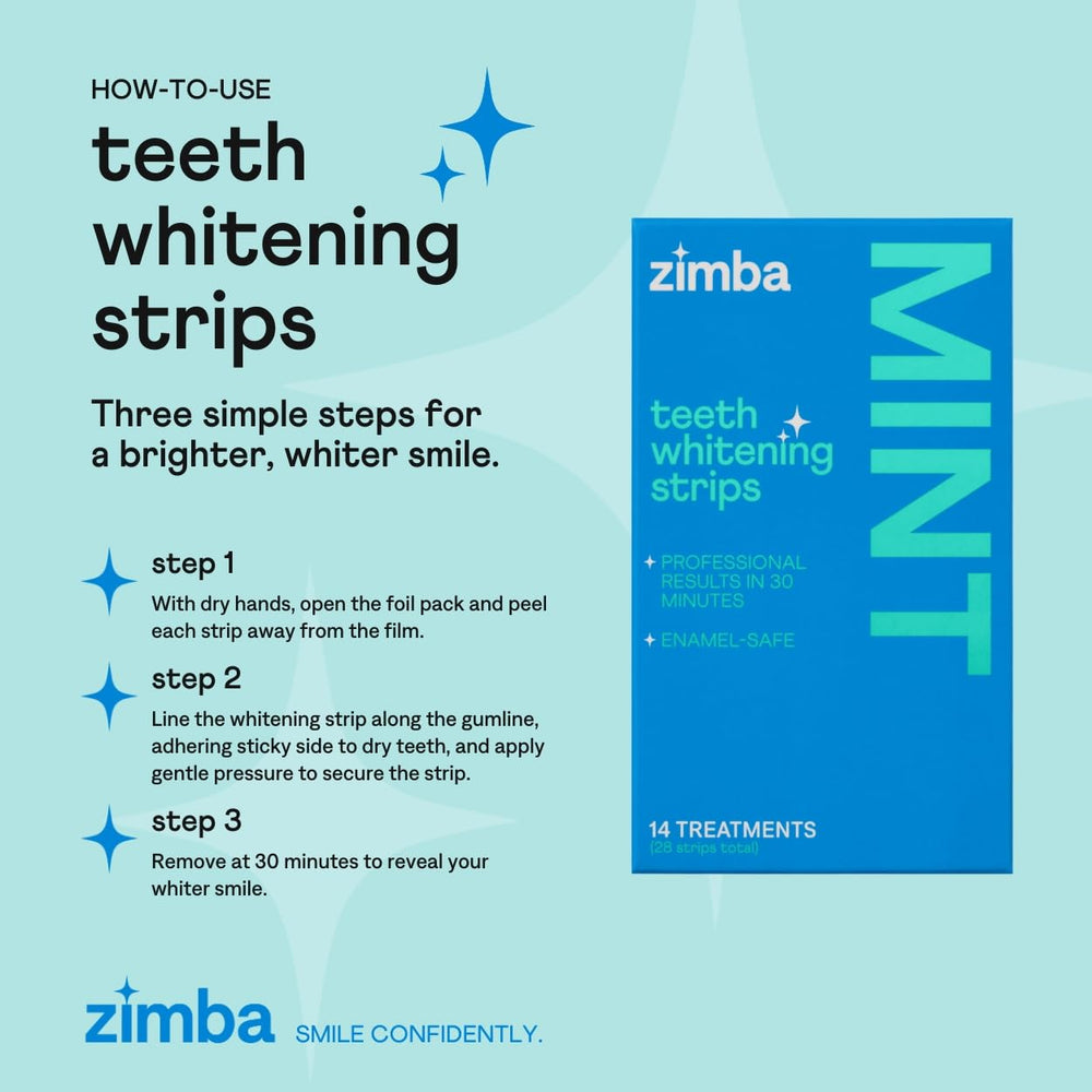 Zimba mint flavor whitening strips refresh breath while whitening
