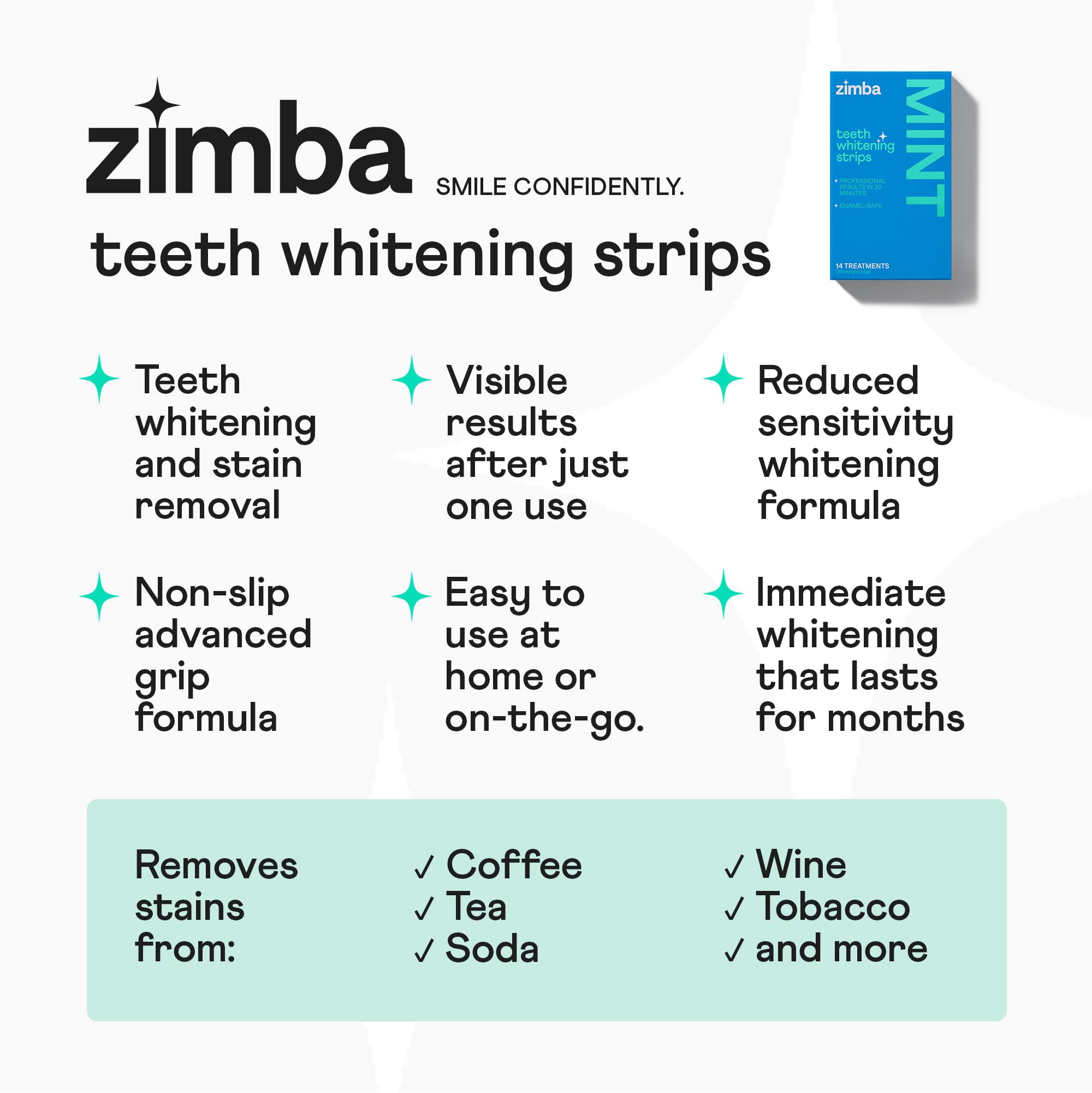 Zimba vegan and cruelty-free label on whitening strips