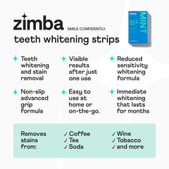 Zimba vegan and cruelty-free label on whitening strips