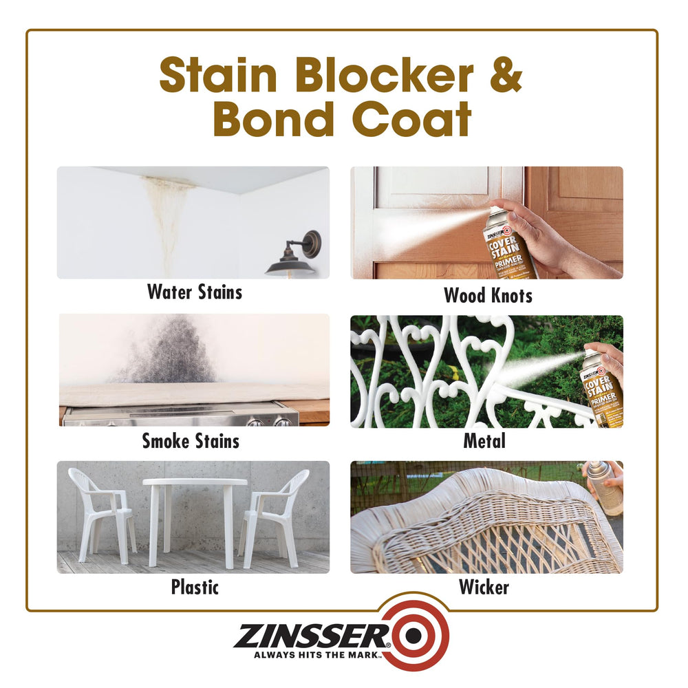 Exterior Zinsser Cover-Stain primer on exterior surfaces for lasting topcoat adhesion