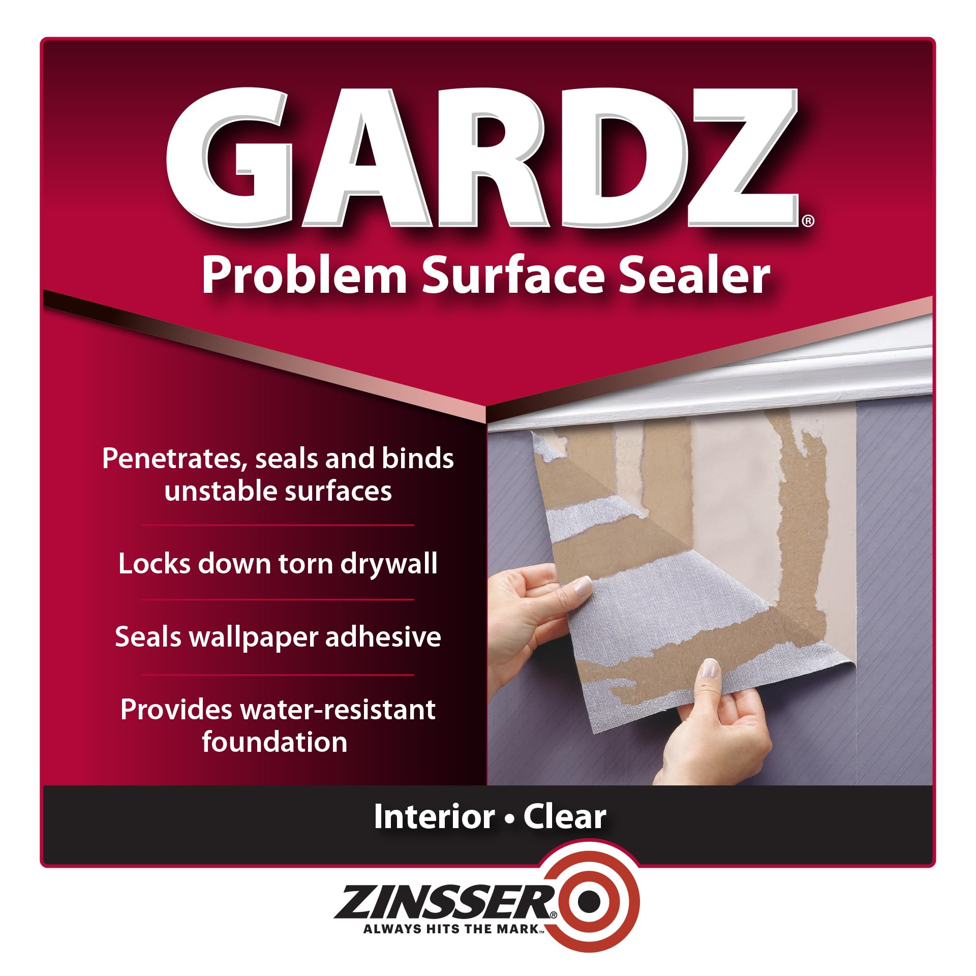 Zinsser Gardz seals damaged drywall with a clear matte finish