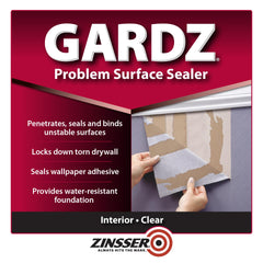 Zinsser Gardz seals damaged drywall with a clear matte finish